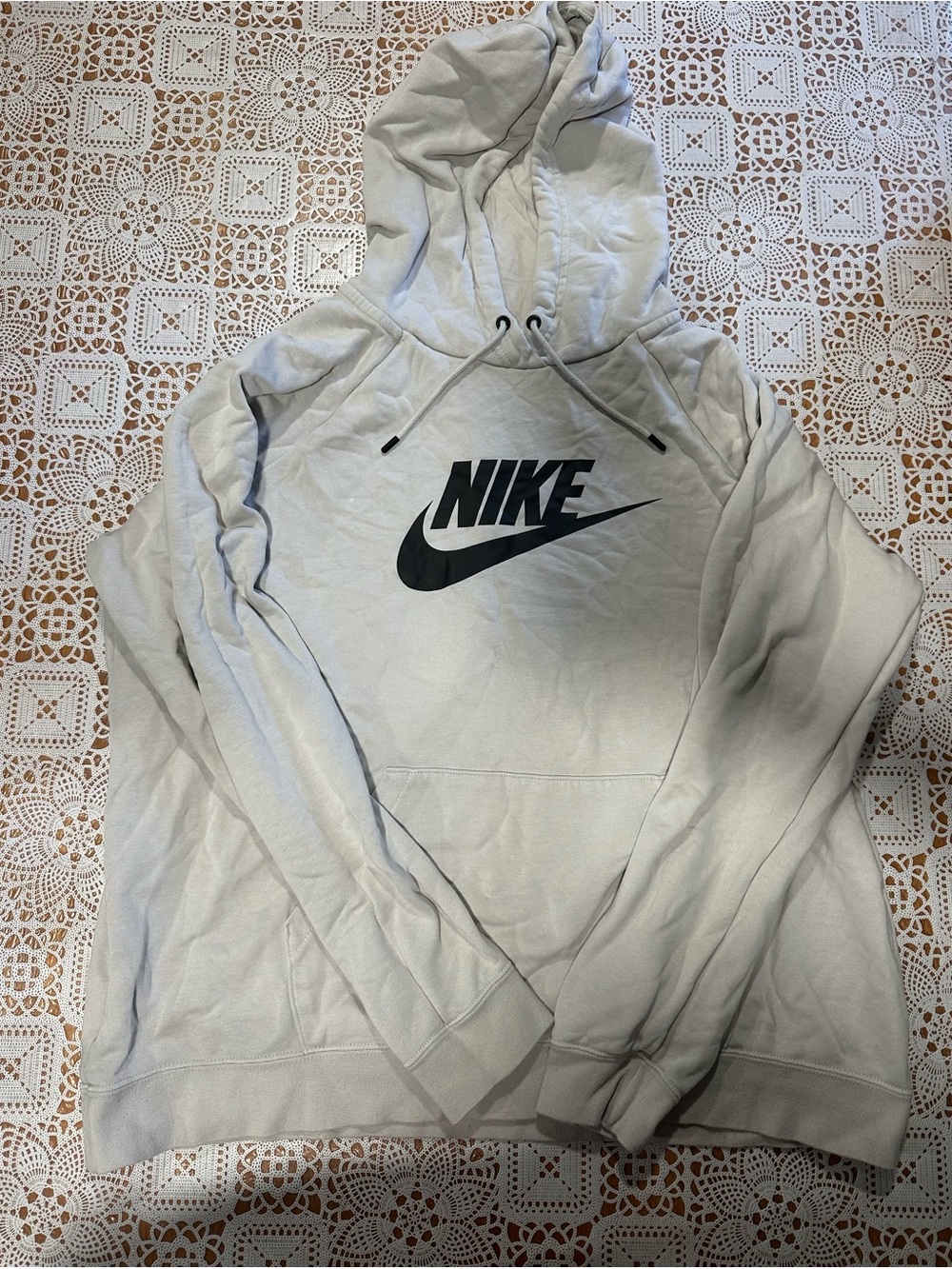 Nike Sportswear XL Gray Pullover Hoodie Black Logo Swoosh